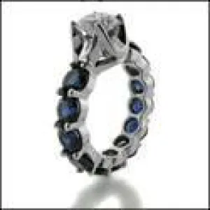 1 Ct Diamond CZ Center Sapphire Eternity Band Cubic Zirconia 14K White Gold Ring