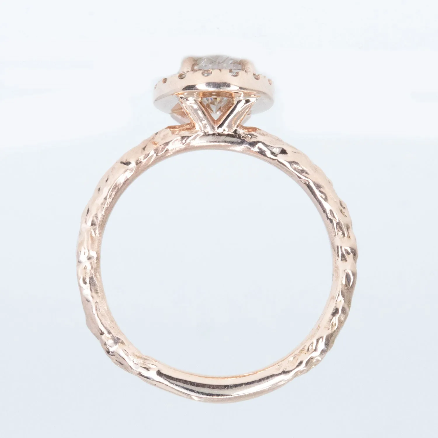 1.03ct Oval Champagne Diamond and White Diamond Evergreen Halo Ring in 14k Rose Gold