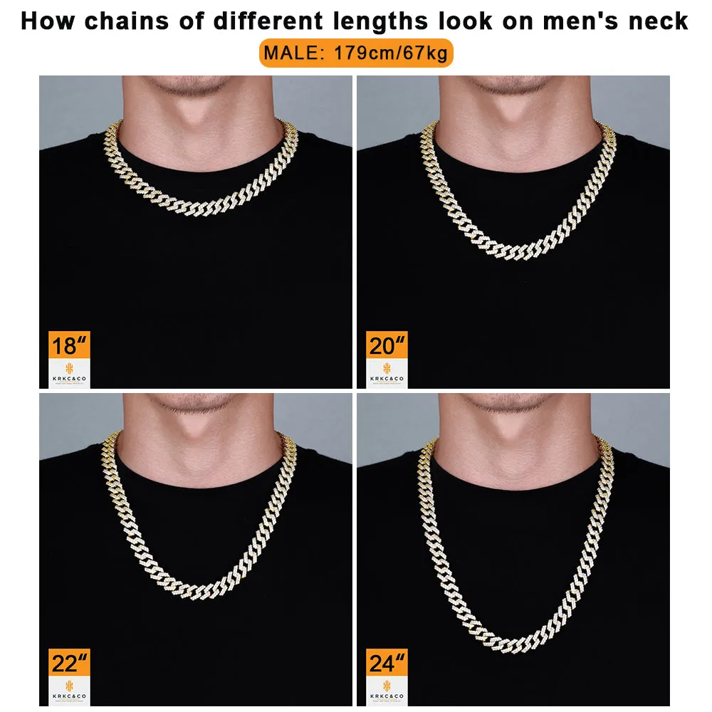 12mm Iced Prong Link Choker Cuban Chain in 14K Gold KRKC