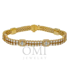 14K GOLD BAGUETTE AND ROUND DIAMONDS SQUARE SHAPES BRACELET 11.05 CT