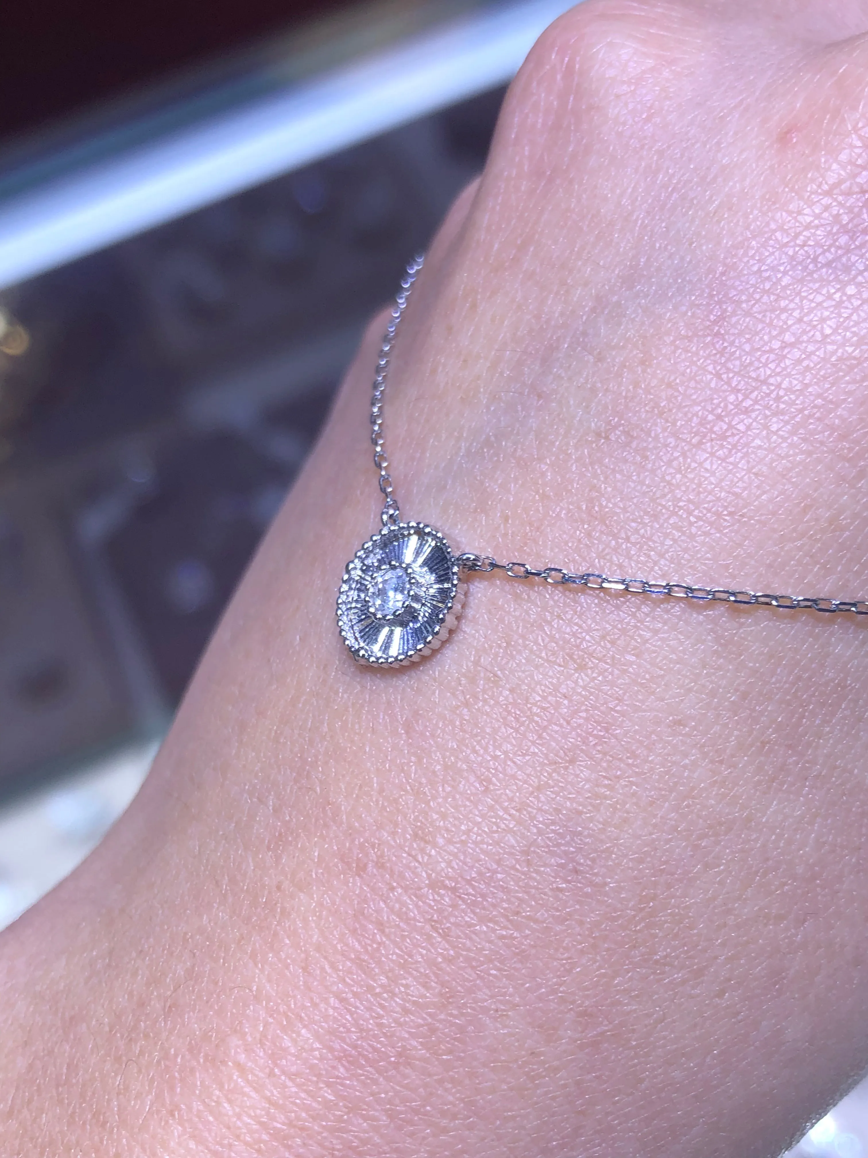 14K Gold Diamond Disc Pendant