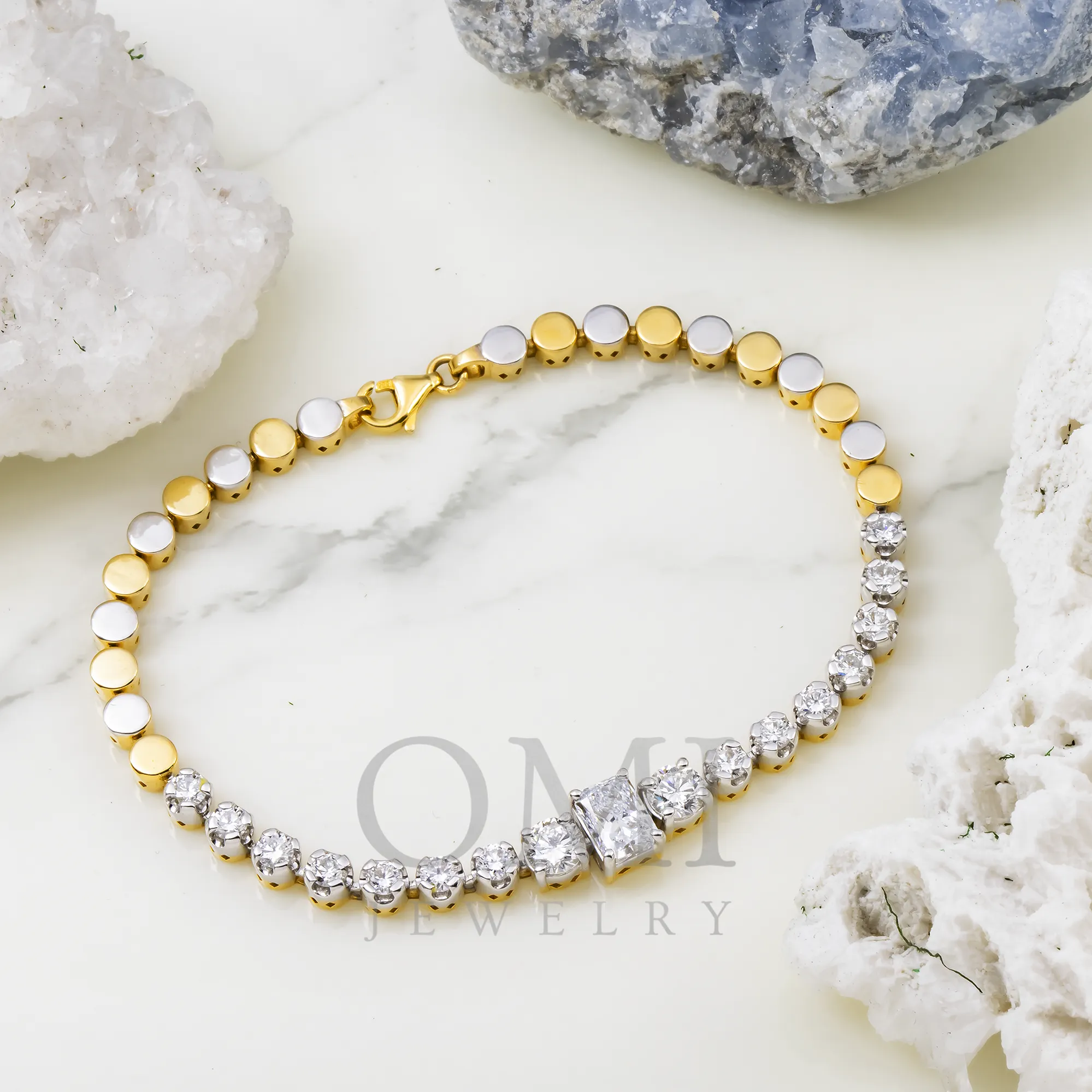 14K GOLD LAB DIAMOND TENNIS BRACELET 3.12 CT