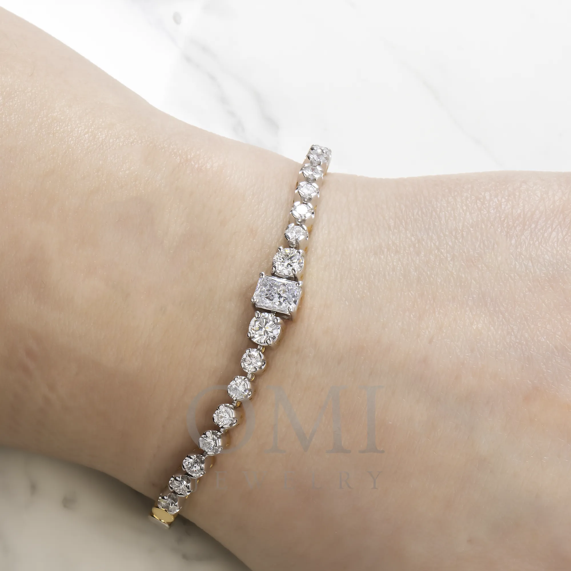 14K GOLD LAB DIAMOND TENNIS BRACELET 3.12 CT