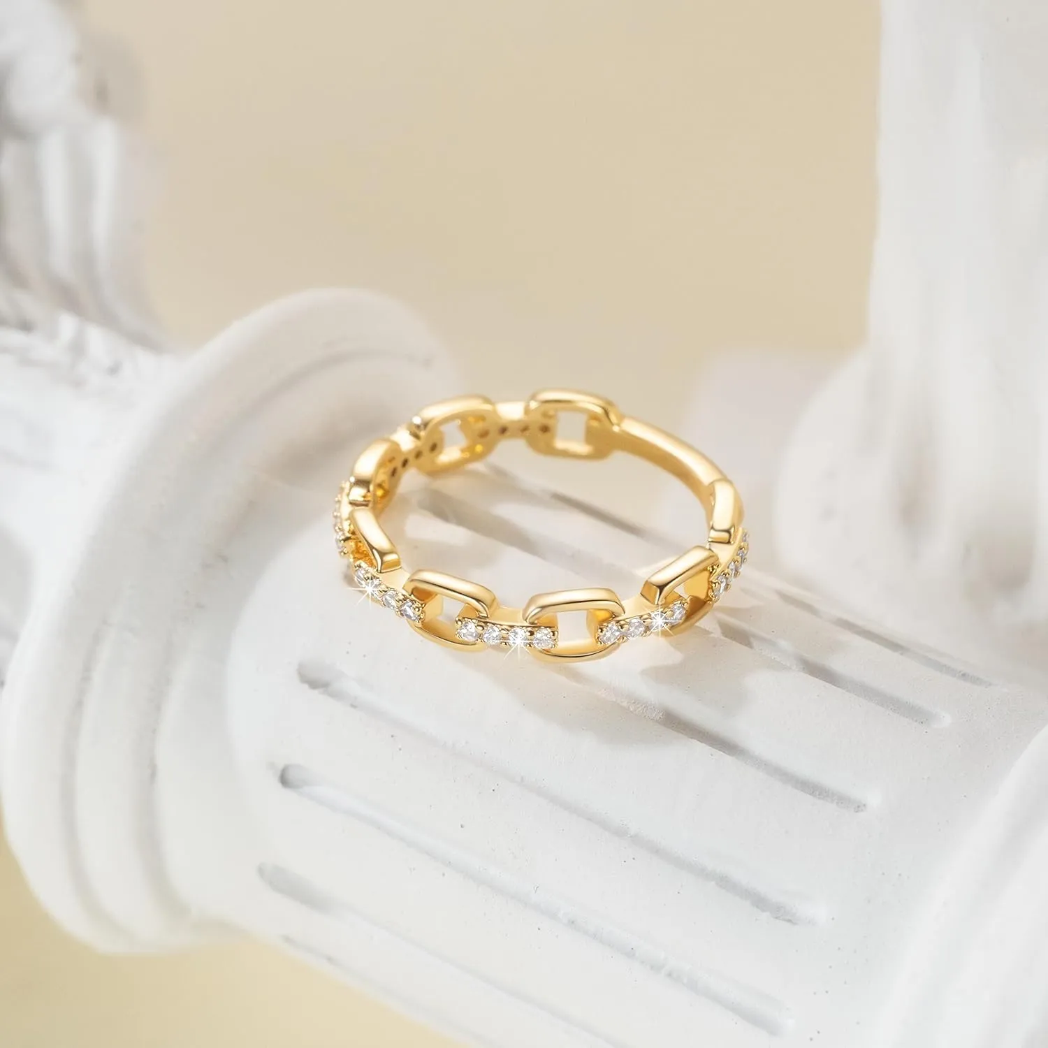 14K Gold Rings for Women Non Tarnish Dainty Cubic Zirconia Gold Rings Everyday Jewelry Stackable Jewelry(5 to 9)