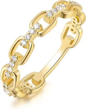 14K Gold Rings for Women Non Tarnish Dainty Cubic Zirconia Gold Rings Everyday Jewelry Stackable Jewelry(5 to 9)