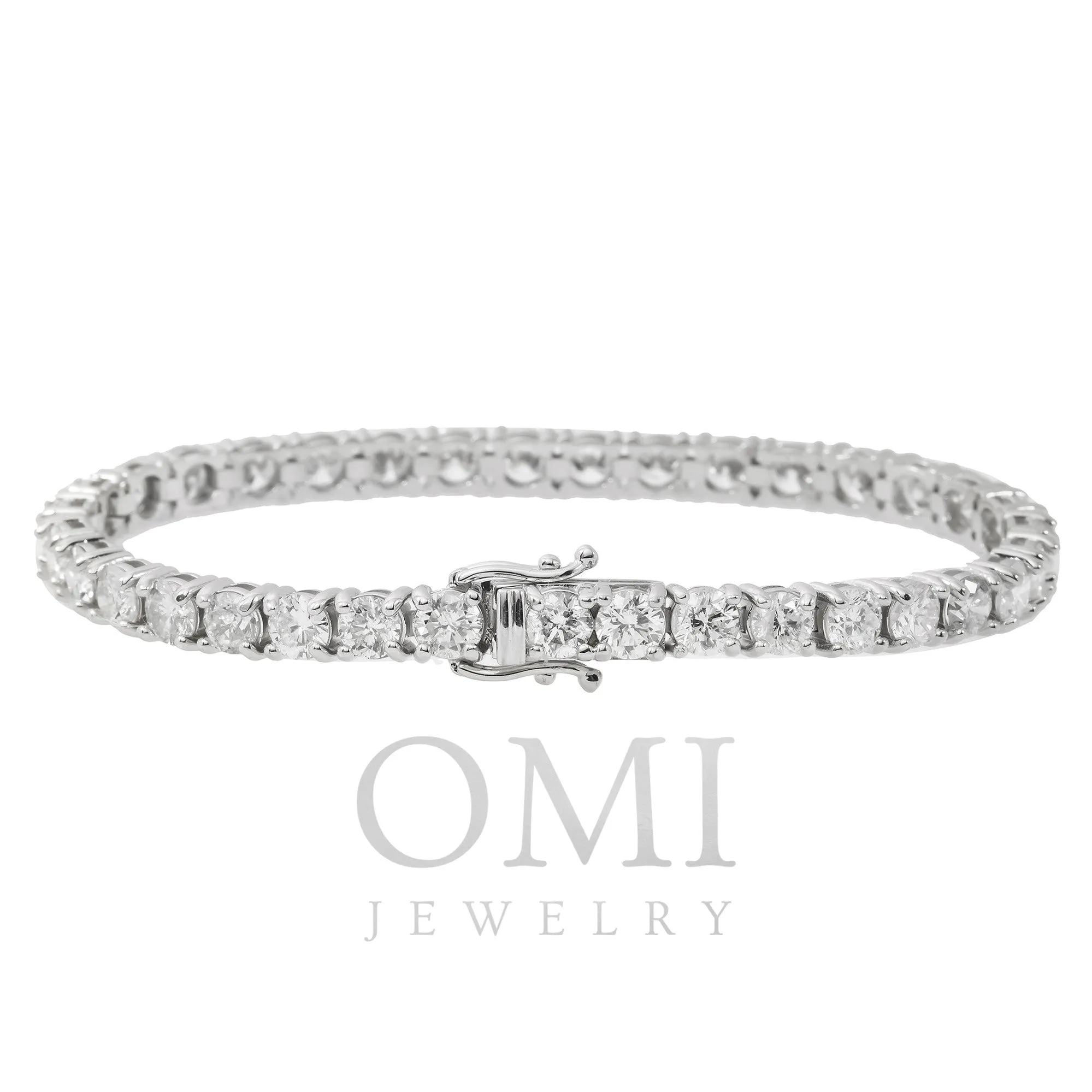 14K GOLD ROUND LAB GROWN DIAMONDS TENNIS BRACELET 6.7ct  CT