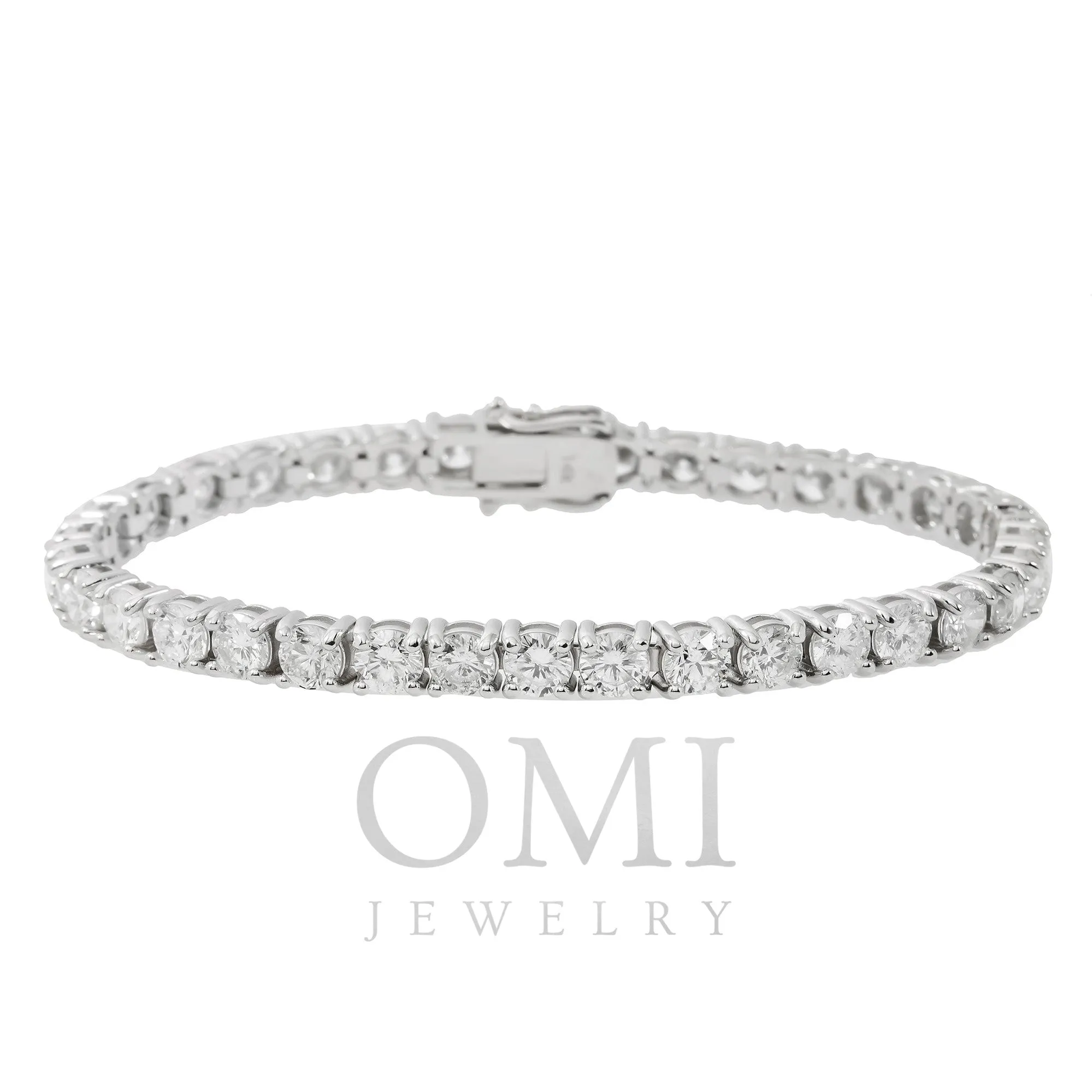 14K GOLD ROUND LAB GROWN DIAMONDS TENNIS BRACELET 6.7ct  CT