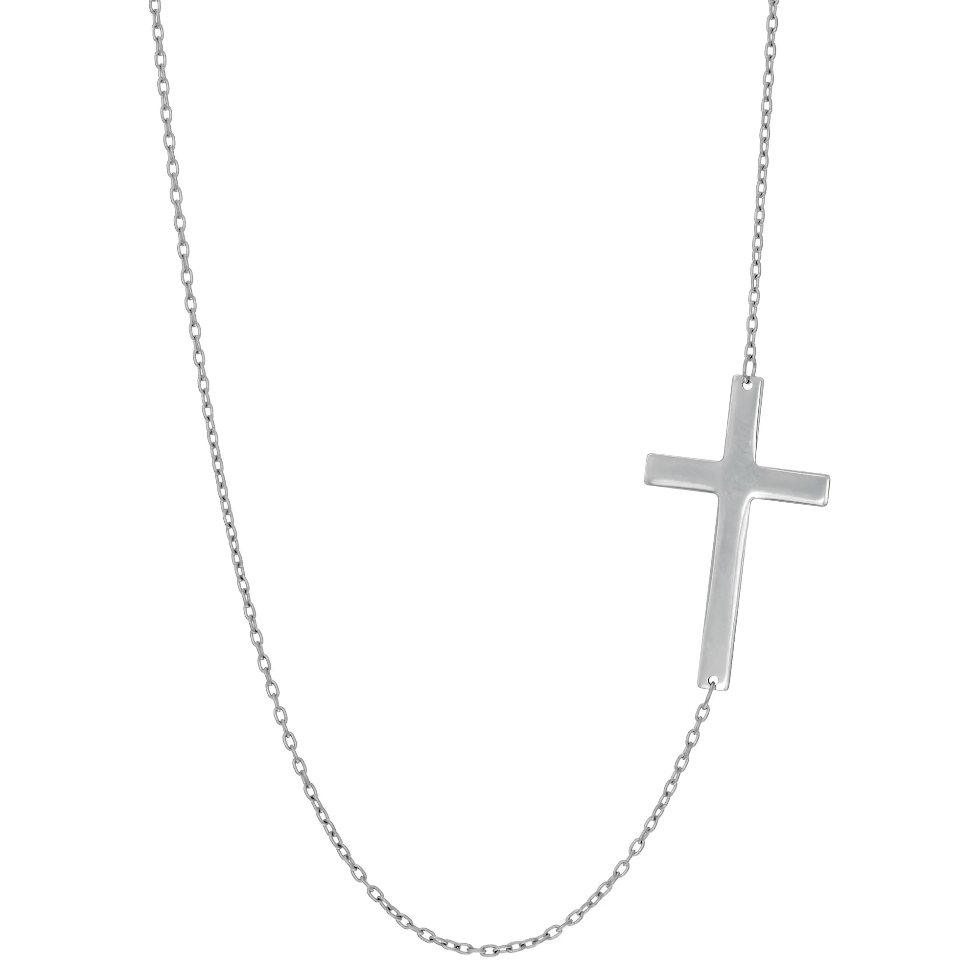 14k Gold Sideways Cross Pendant Necklace, 18