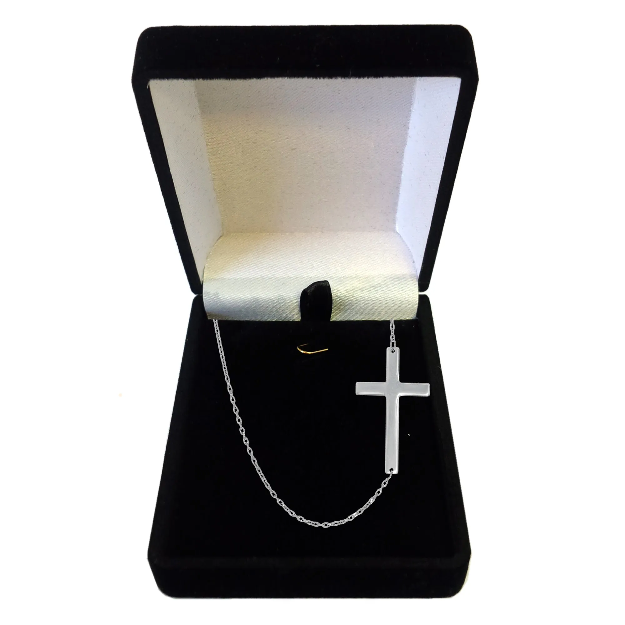 14k Gold Sideways Cross Pendant Necklace, 18