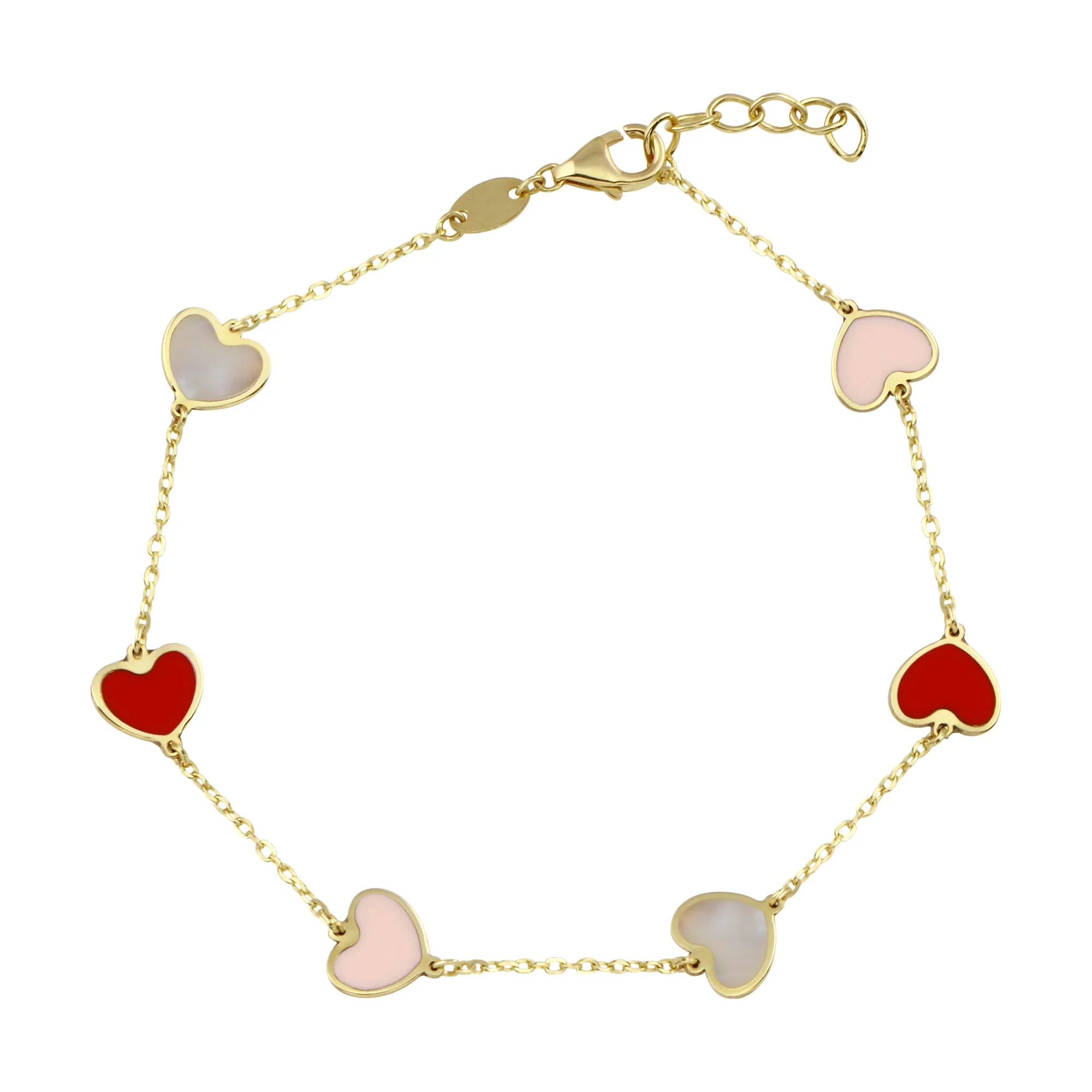 14k Multi Heart Color Bracelet