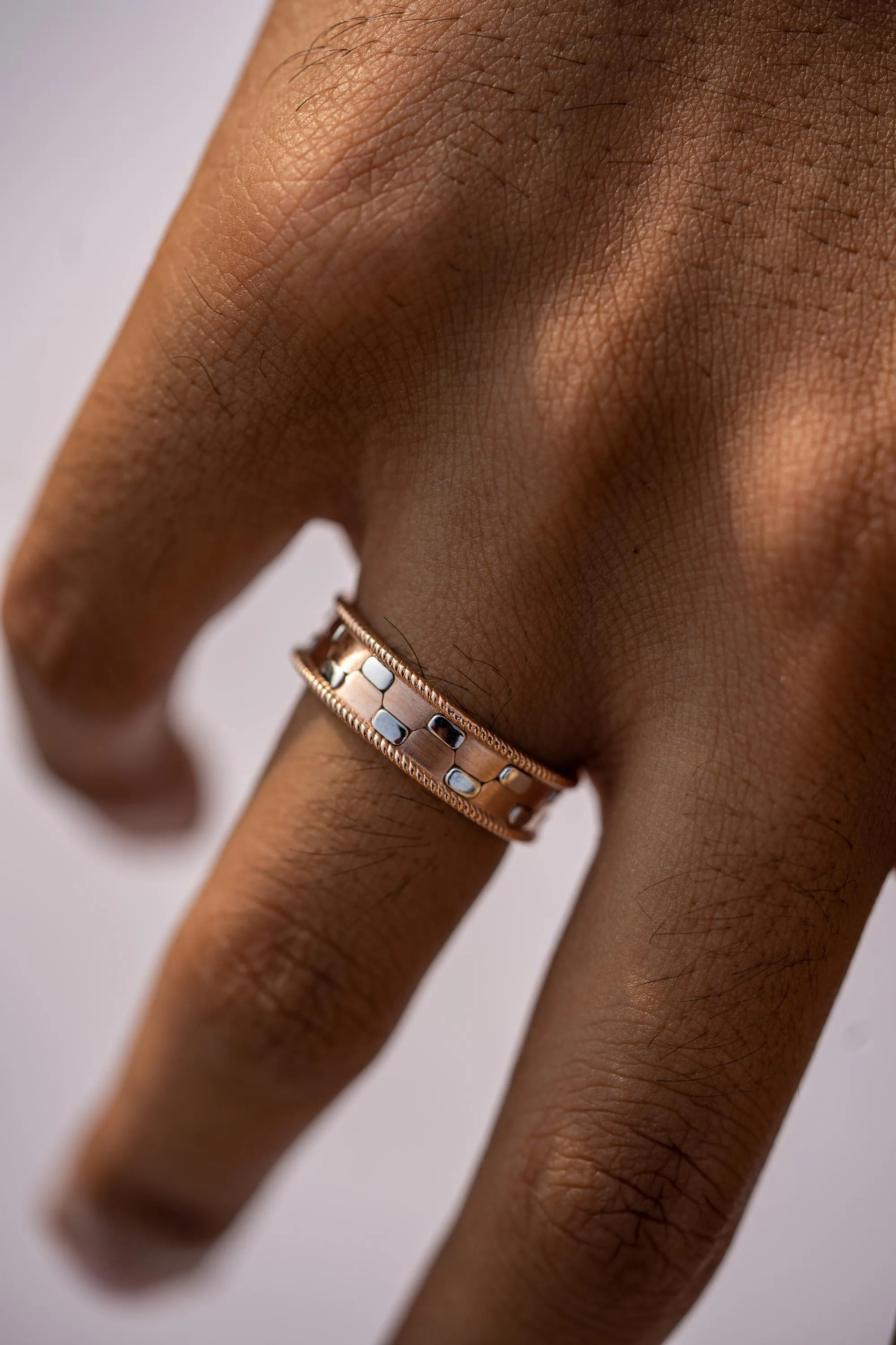 14k Two Tone Rose Gold and White Gold Wedding Band
