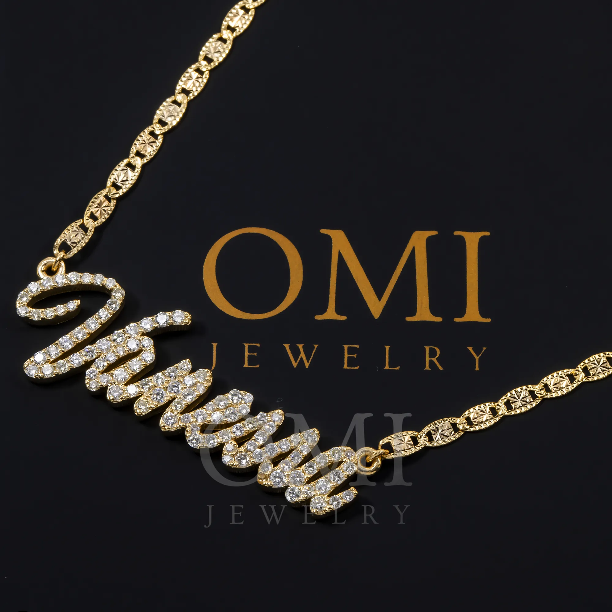14K YELLOW GOLD DIAMOND CUSTOM NAME NECKLACE