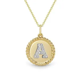 14K Yellow Gold Initial A Charm Necklace