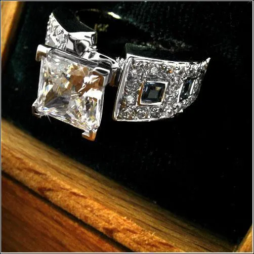 1.5 Cubic Zirconia Square Princess Center 14K Gold Engagement Ring