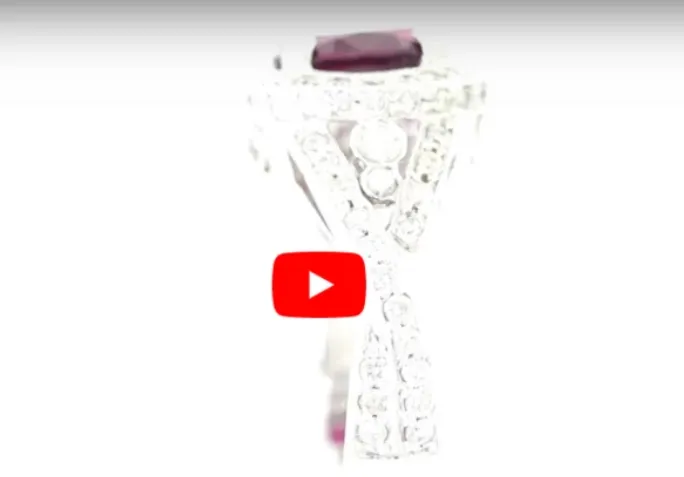 1.88 CT Oval Pink Tourmaline Diamond Ring 1.07 CT TW 14K White Gold PTR002