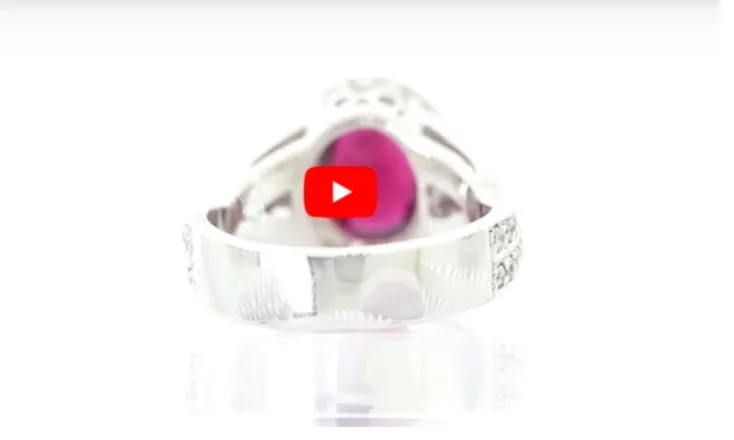 1.88 CT Oval Pink Tourmaline Diamond Ring 1.07 CT TW 14K White Gold PTR002