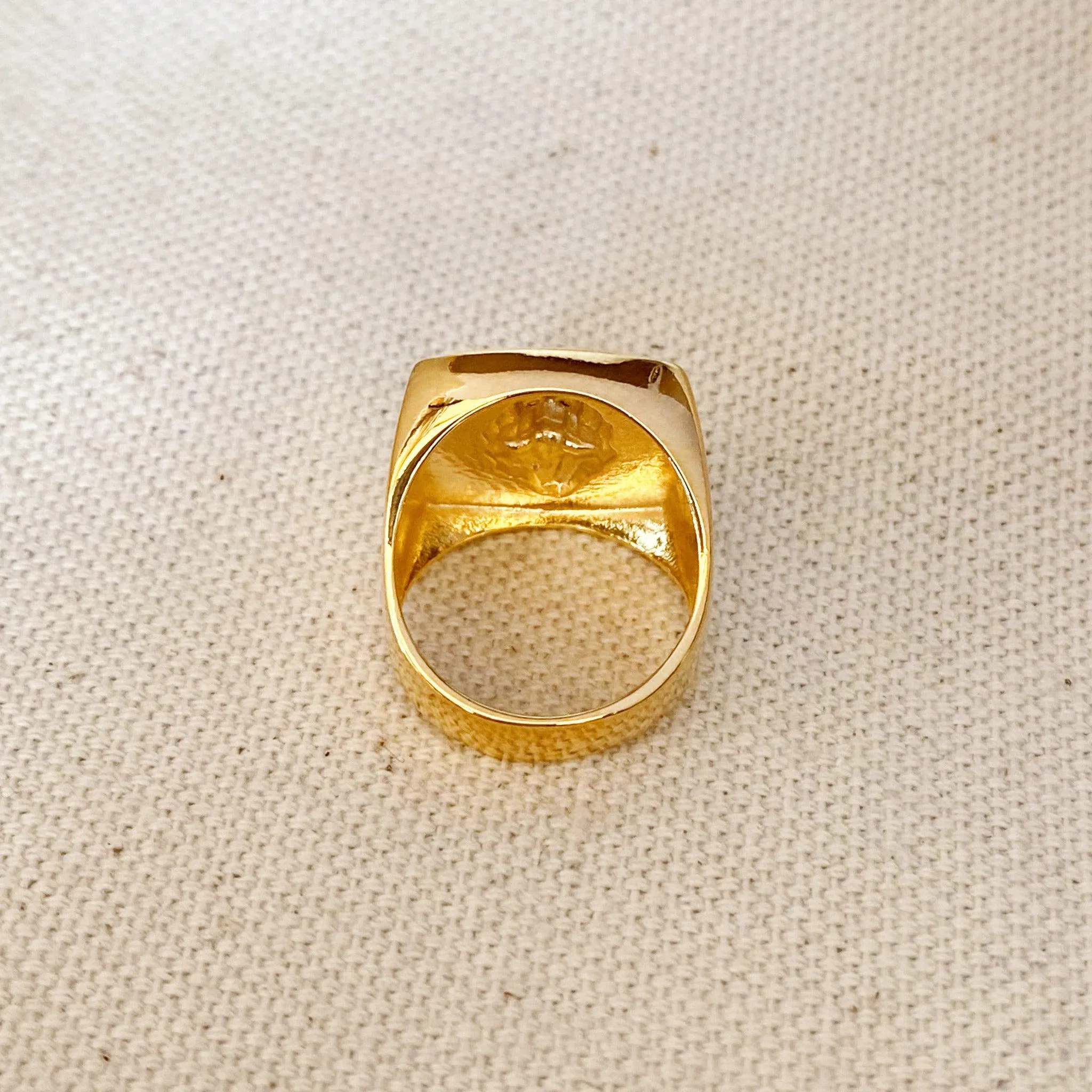 18k Gold Filled Lioness Signet Ring