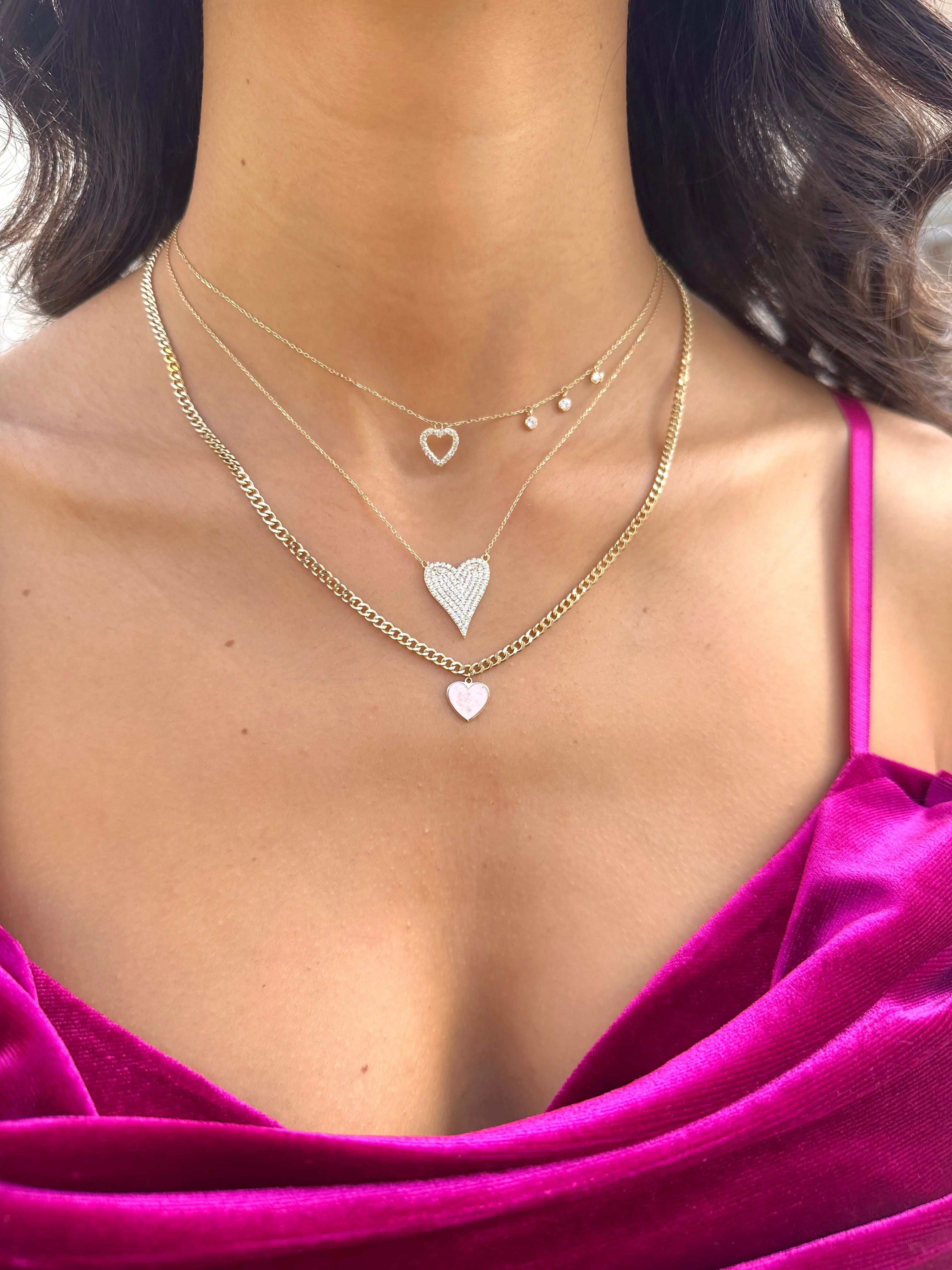 18K Gold Trio Love Charm Necklace