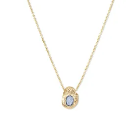 18K Oval Slider Necklace in Light Blue Sapphire