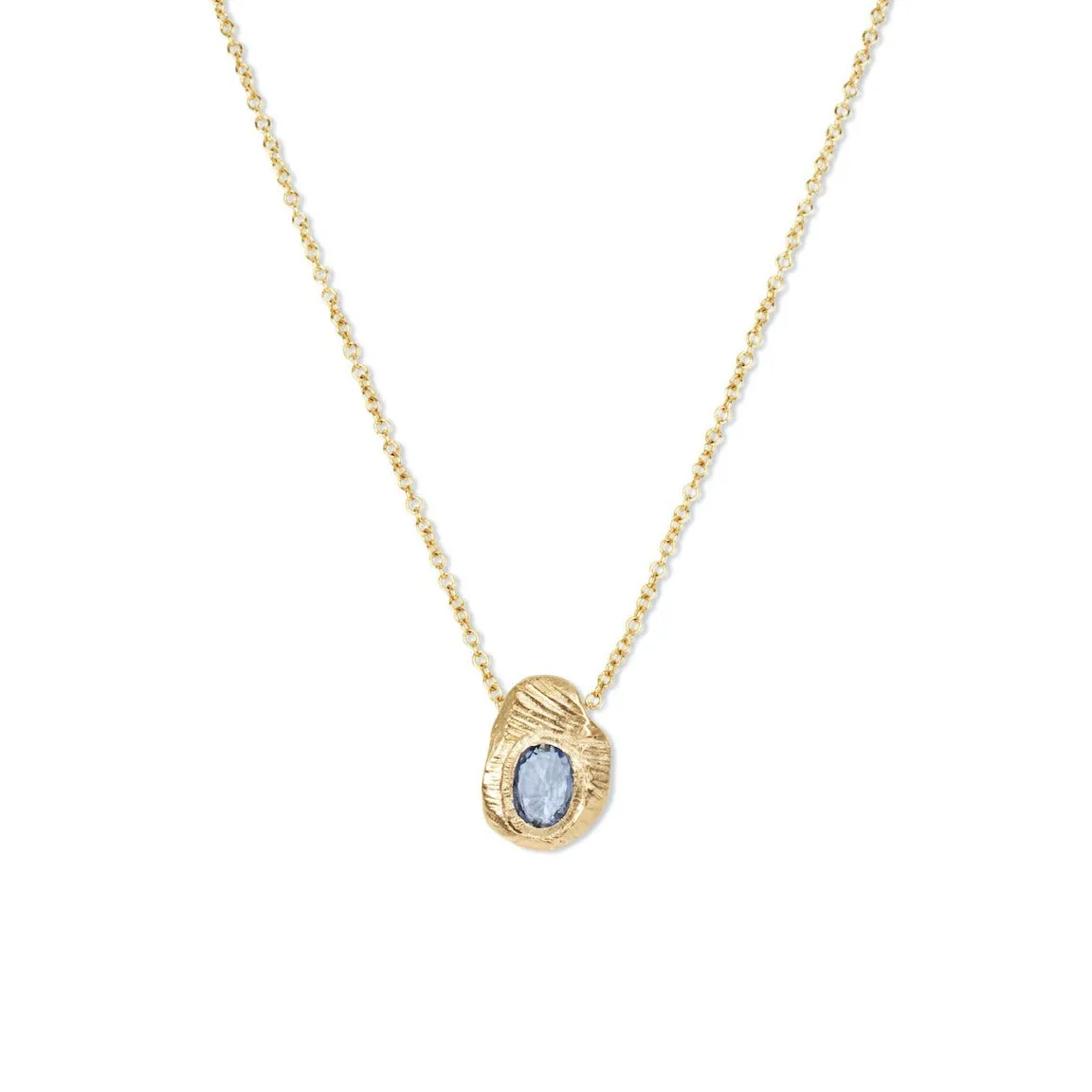 18K Oval Slider Necklace in Light Blue Sapphire