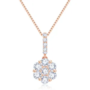 18K Rose Gold Cluster Diamond Pendant