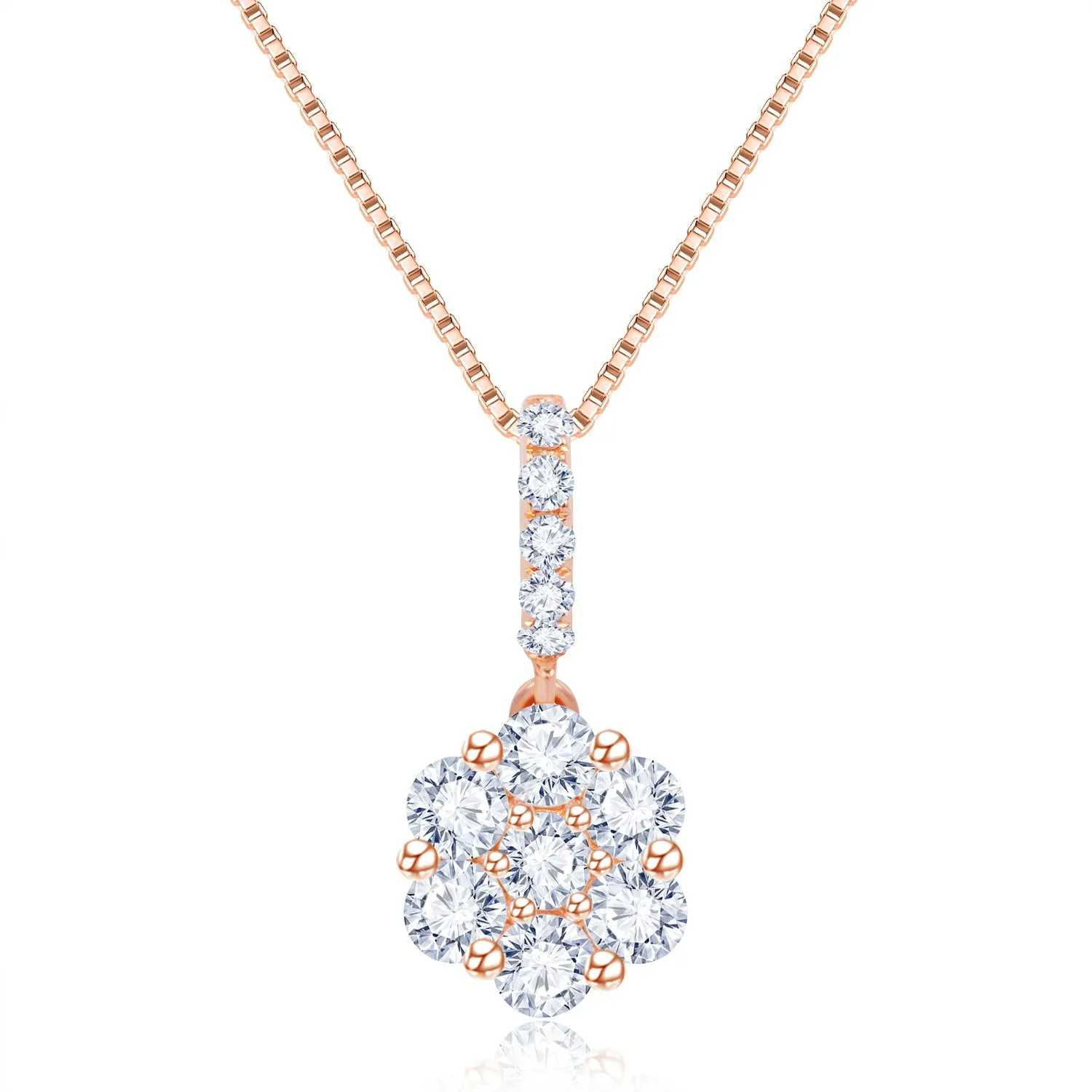 18K Rose Gold Cluster Diamond Pendant