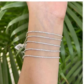 18k Solid White Gold Diamond Tennis Bracelet