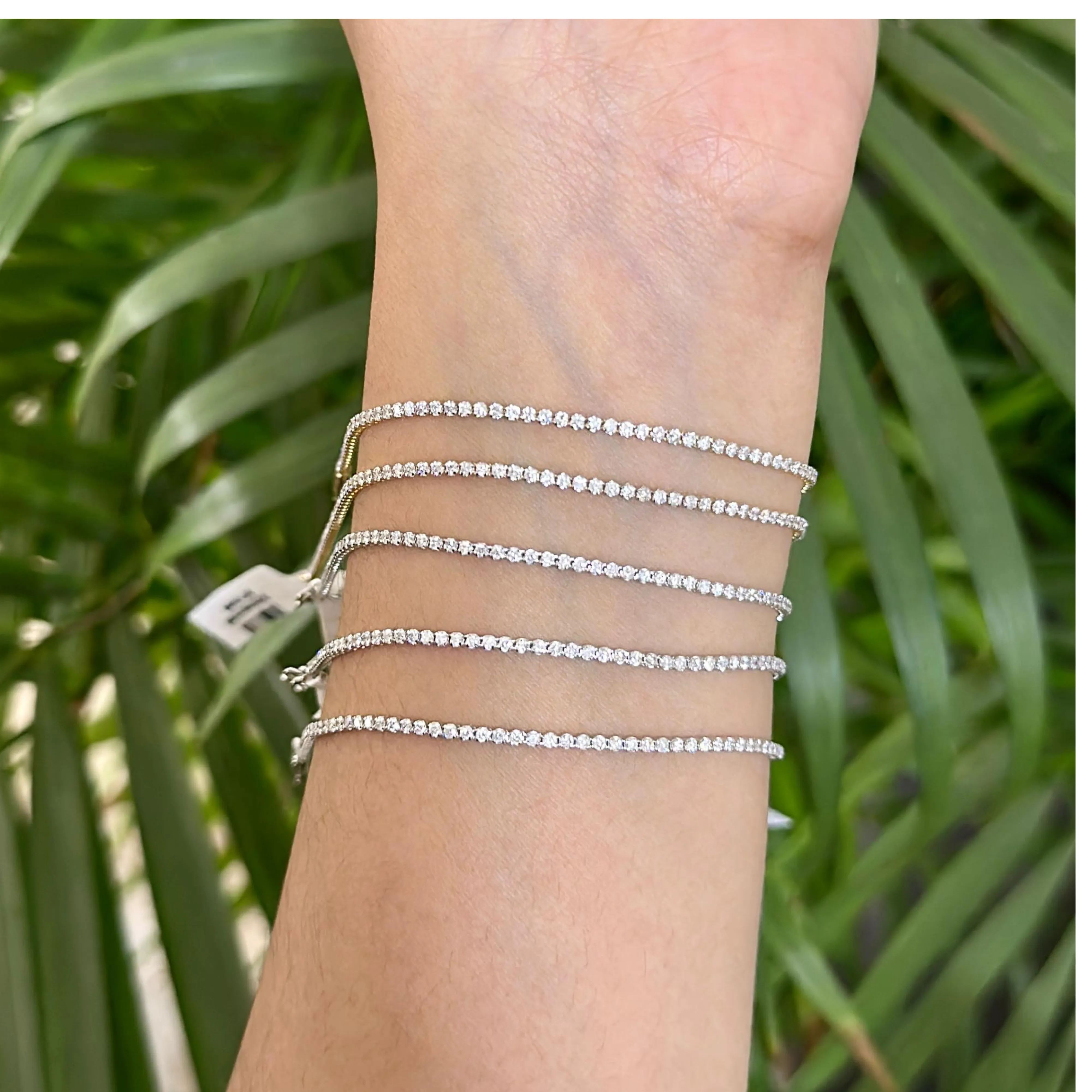 18k Solid White Gold Diamond Tennis Bracelet