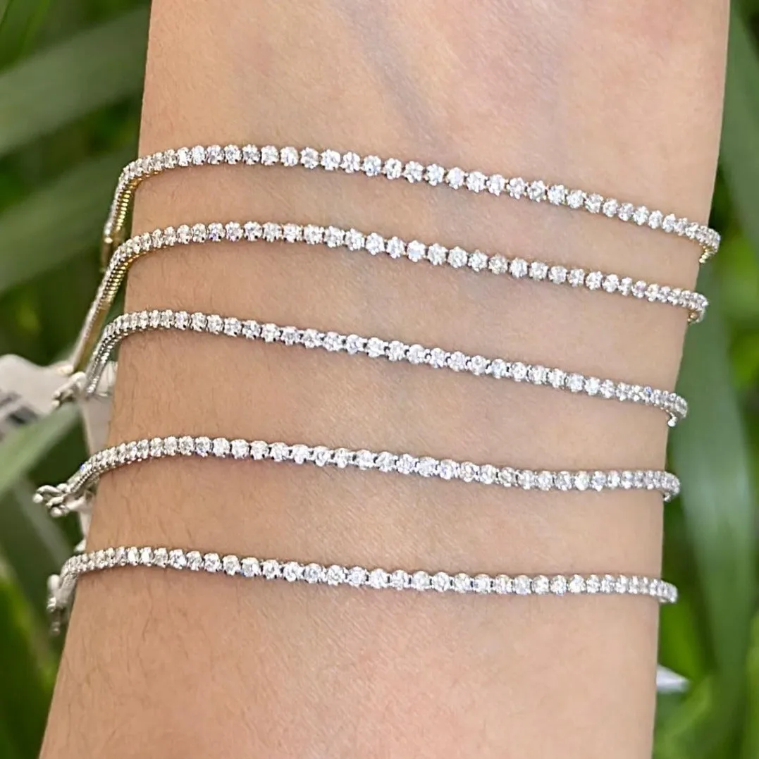18k Solid White Gold Diamond Tennis Bracelet
