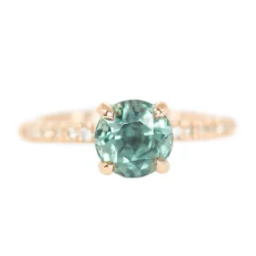 2.11CT Round Montana Sapphire No Heat Ring Mounted in our French Set 14K Rose Gold Setting