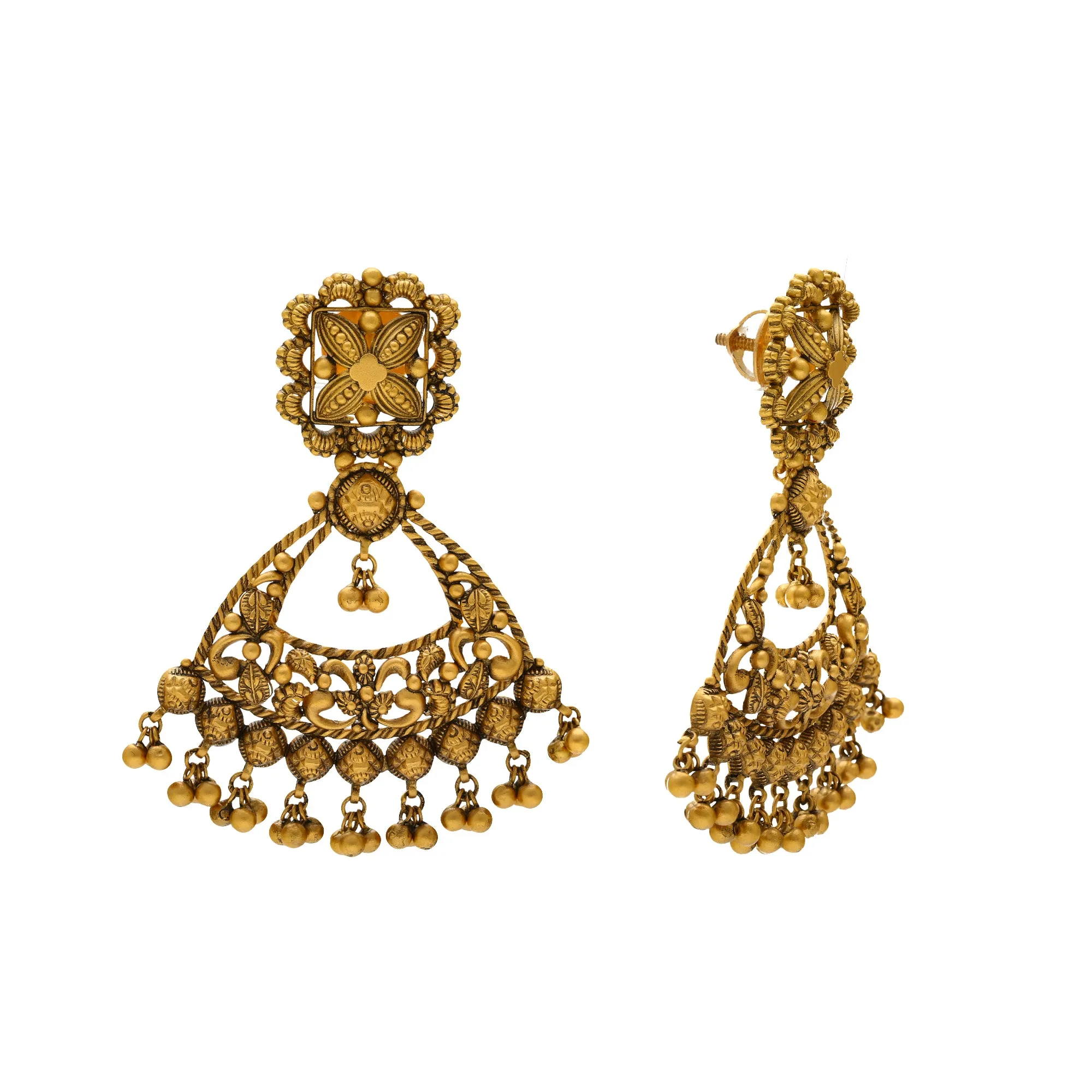 22K Yellow Gold Antique Choker Necklace Set (83.5gm)