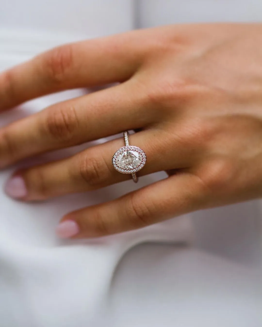 2.5ct Moissanite Engagement Ring, Elongated Oval Cut Engagement Ring
