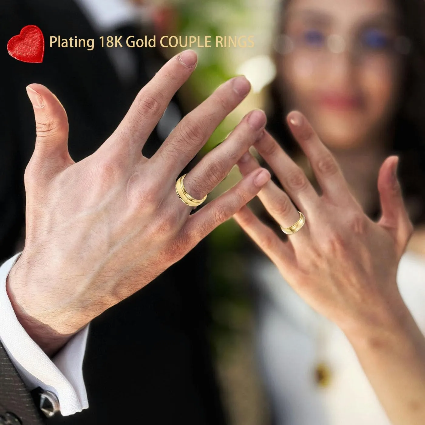 2PCS Matching Couple Rings for Women Promise Rings Wedding Bands Engagement Wedding Ring Sets for Him and Her Matching Couples Rings