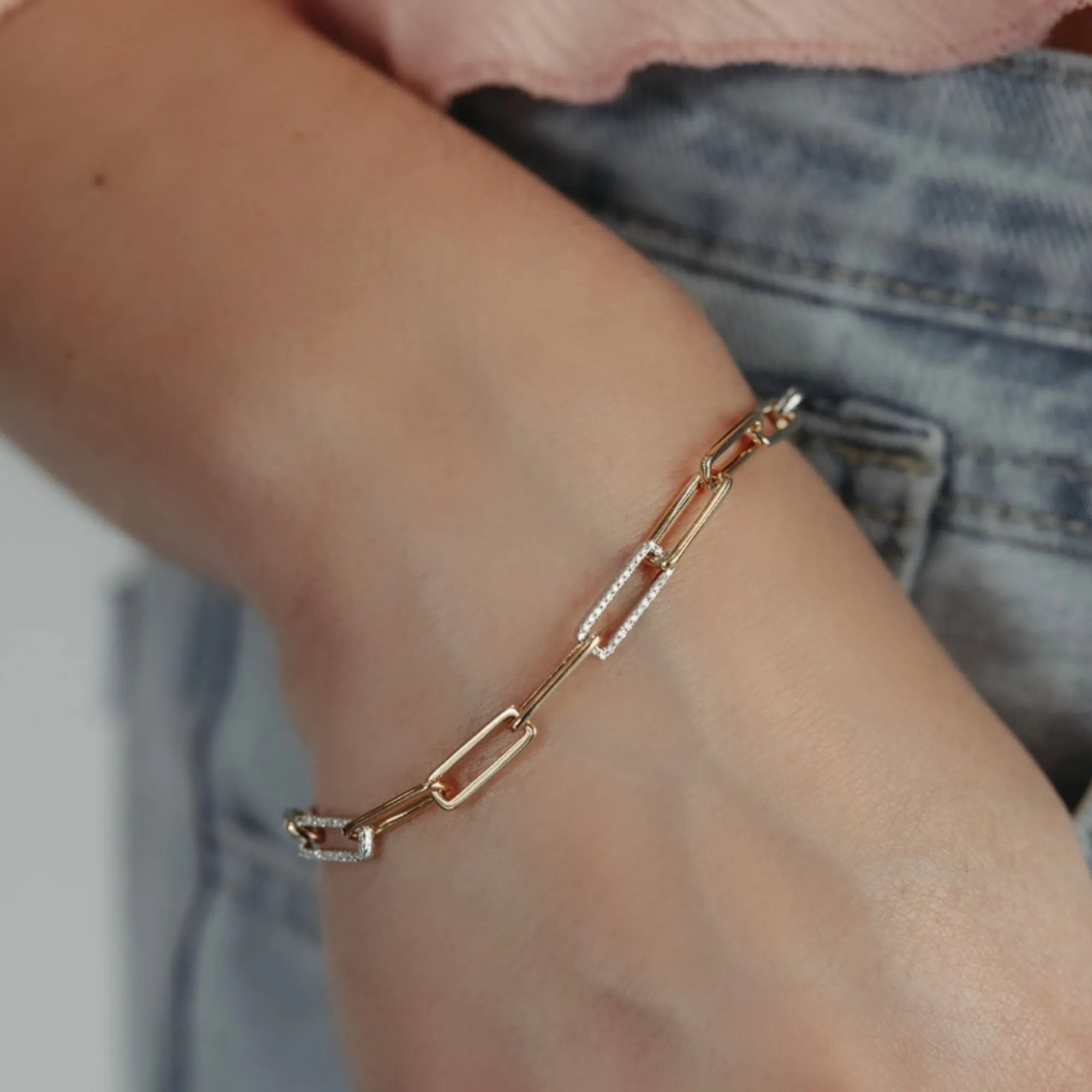 3 Diamond Link Paperclip Bracelet