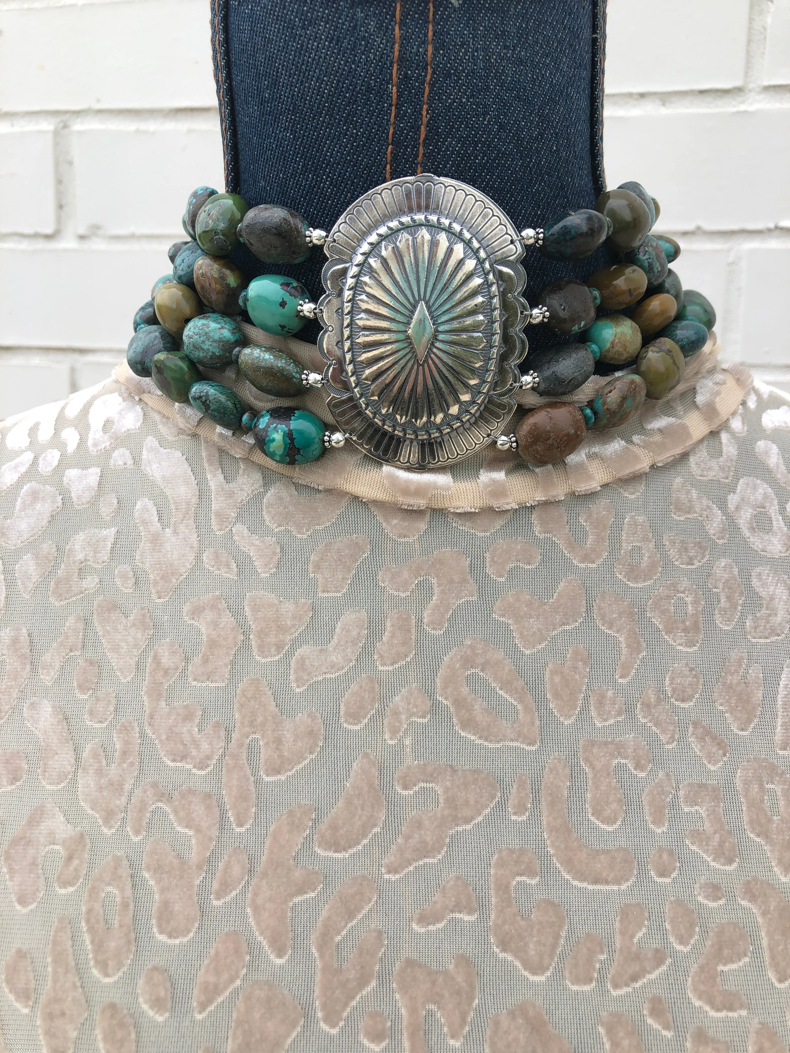 4 Strand Concho Stone Choker