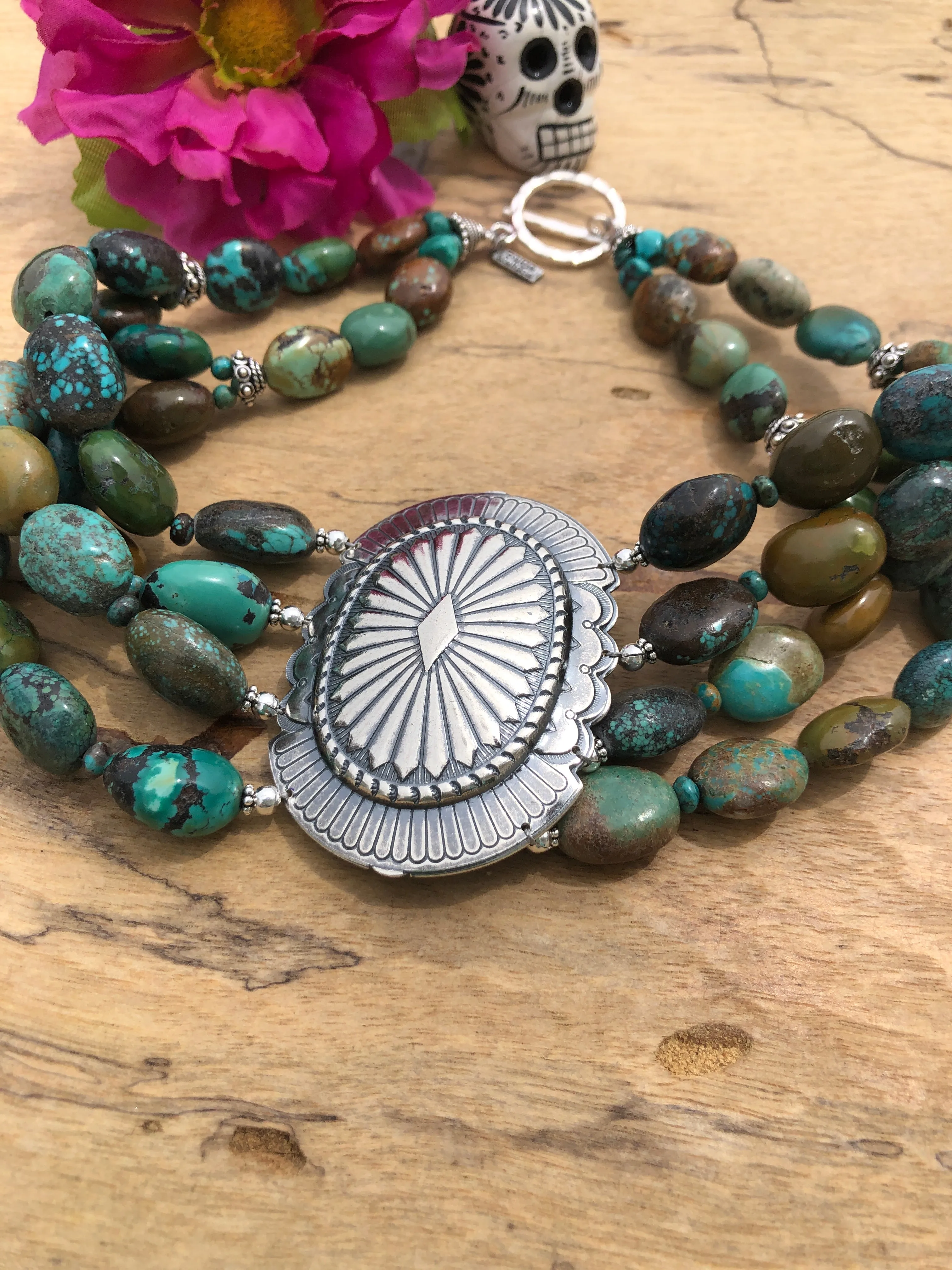 4 Strand Concho Stone Choker