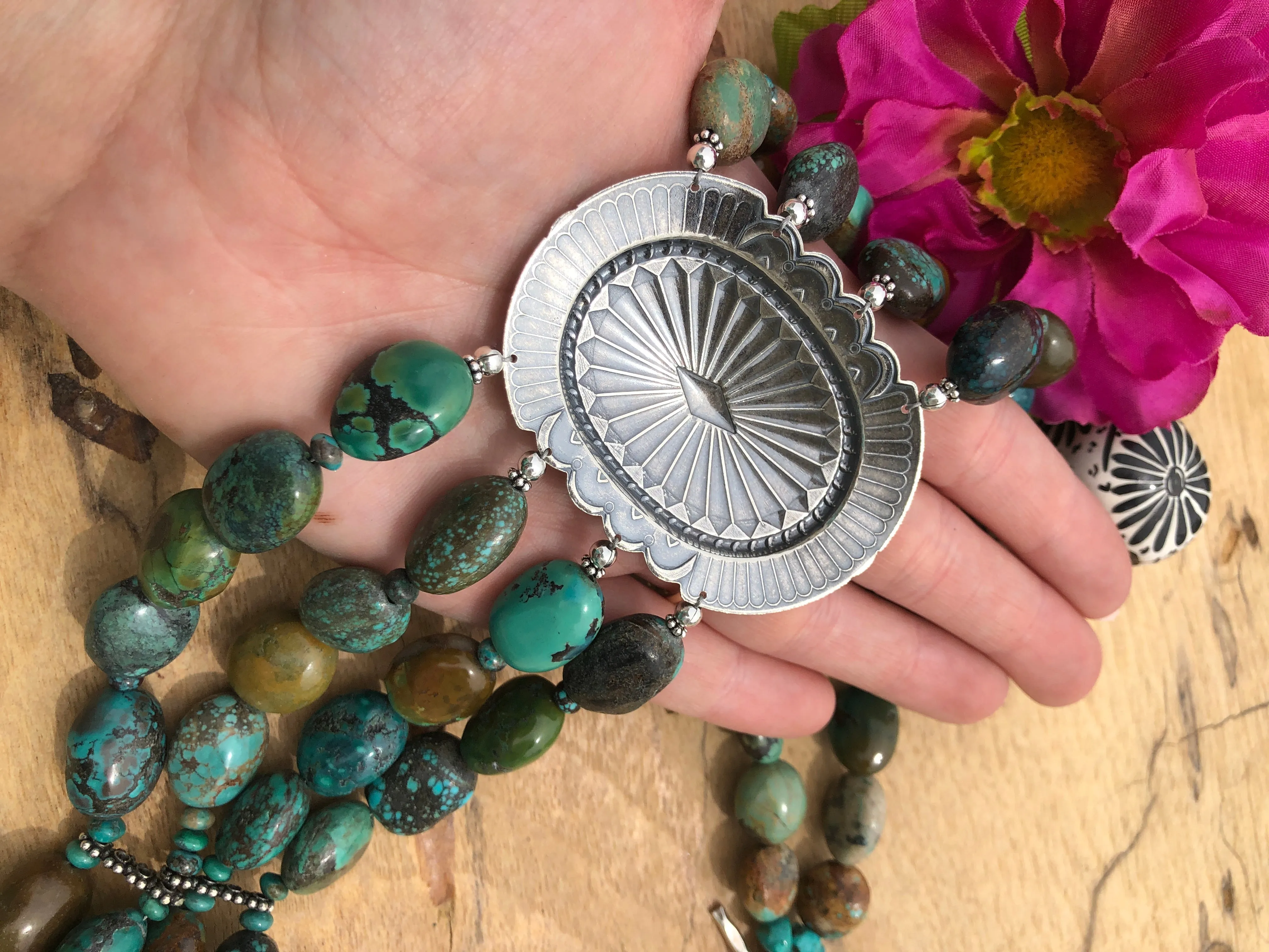 4 Strand Concho Stone Choker