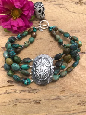 4 Strand Concho Stone Choker