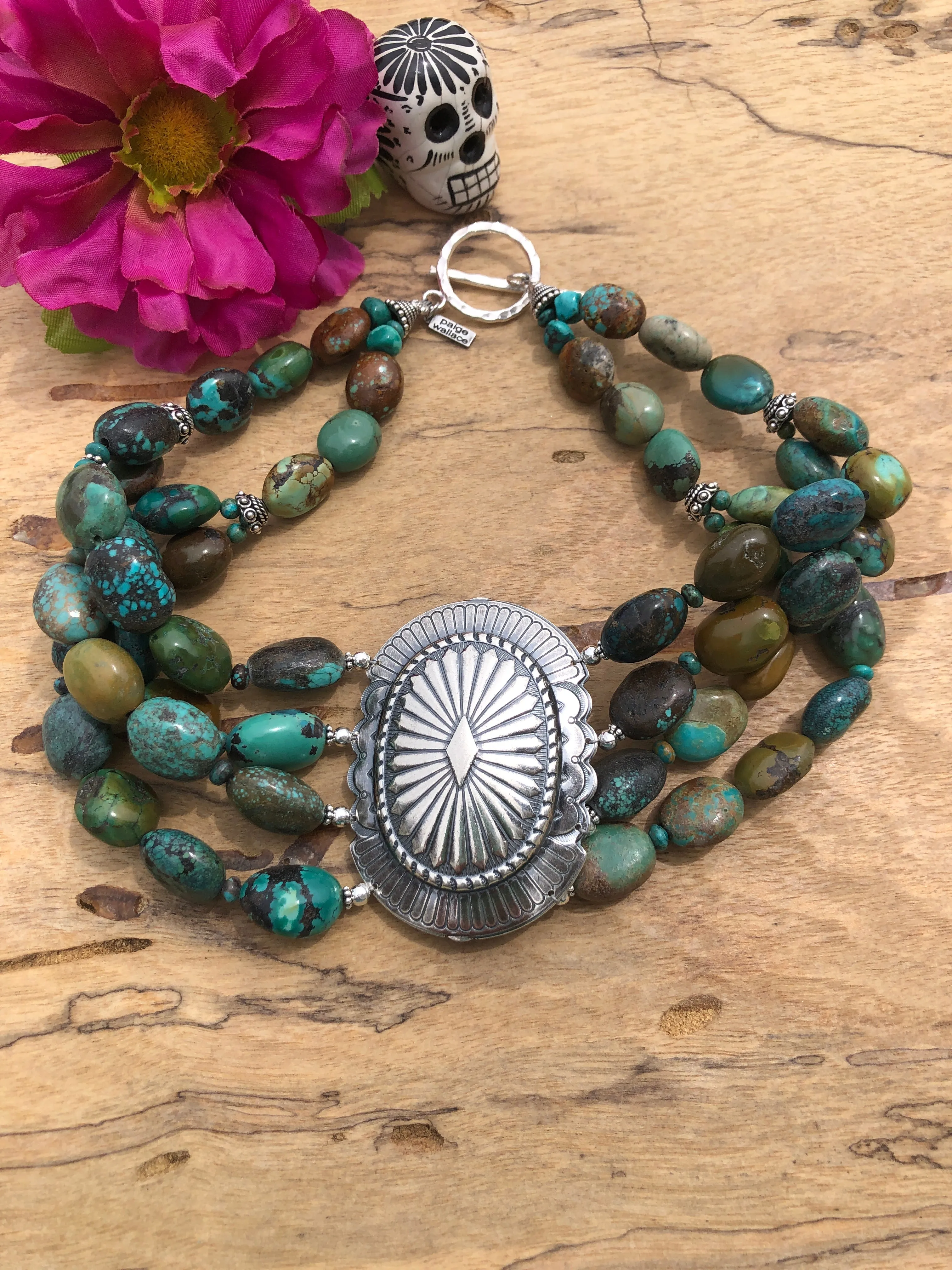 4 Strand Concho Stone Choker