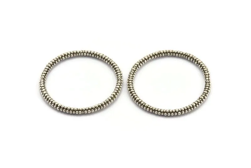 46mm Circle Connectors, Antique Silver Plated Brass Circle Connector (46x4x4mm) N1736