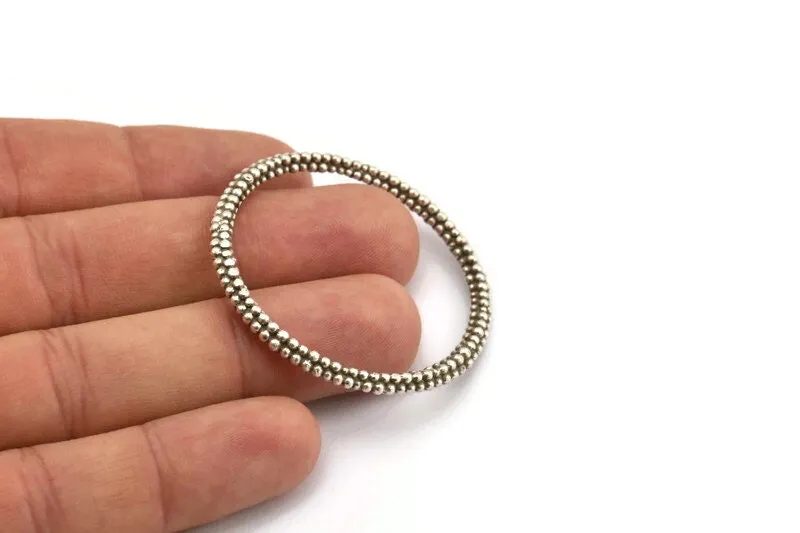 46mm Circle Connectors, Antique Silver Plated Brass Circle Connector (46x4x4mm) N1736