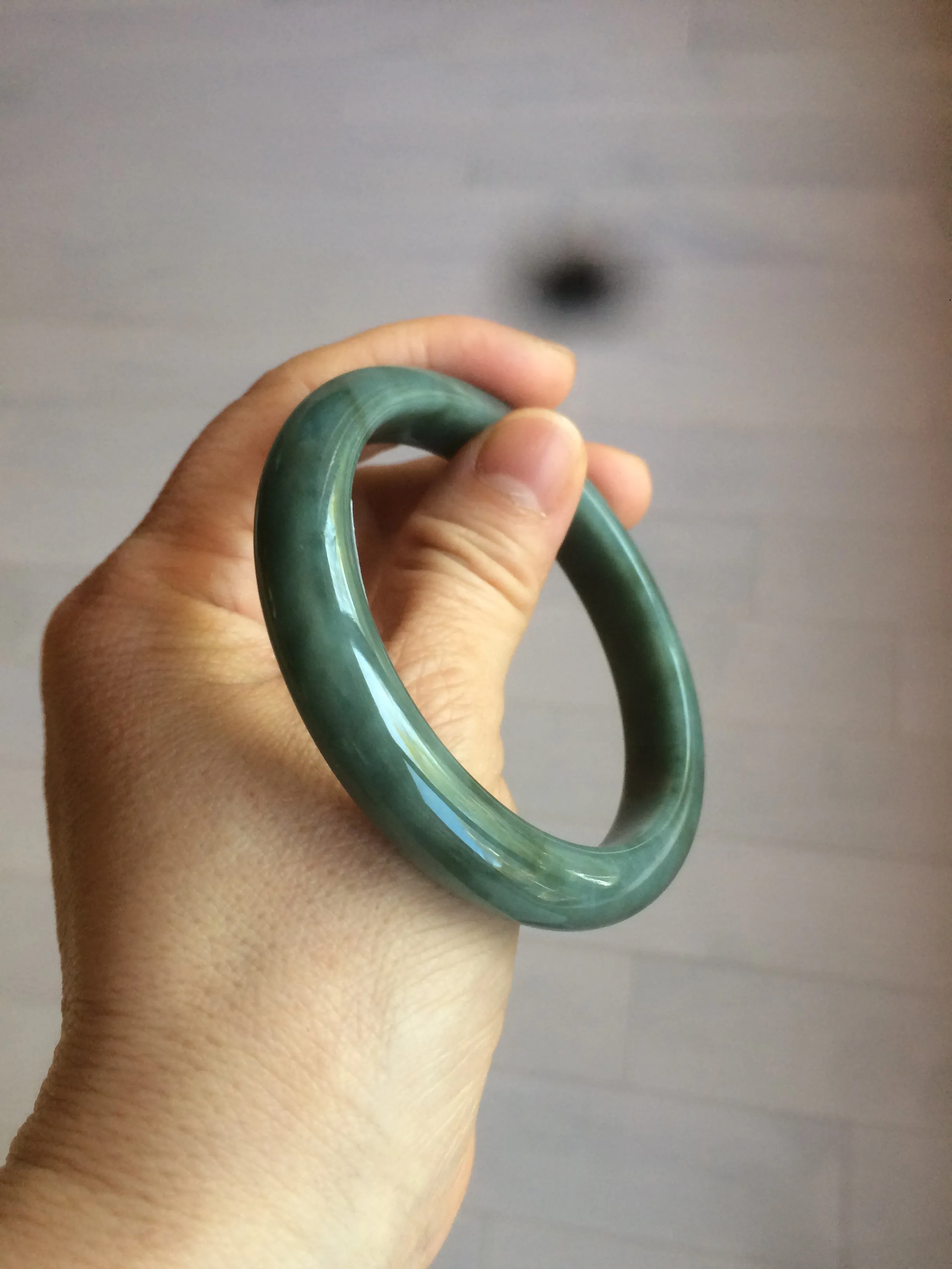56.2 mm certificated Type A 100% Natural oily dark green/blue/gray Jadeite Jade bangle K108-0759