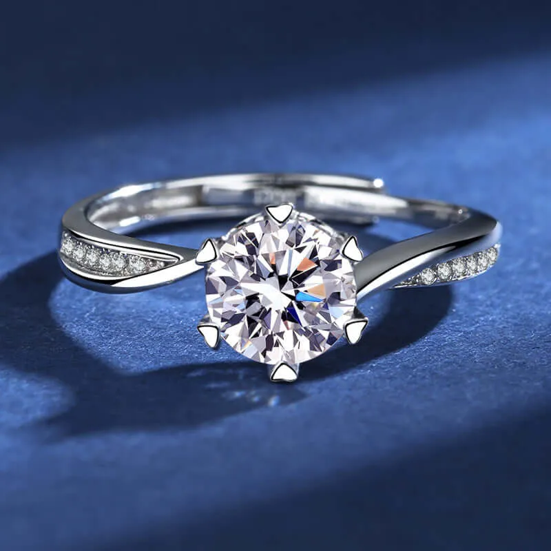925 Silver Twisted Moissanite Ring