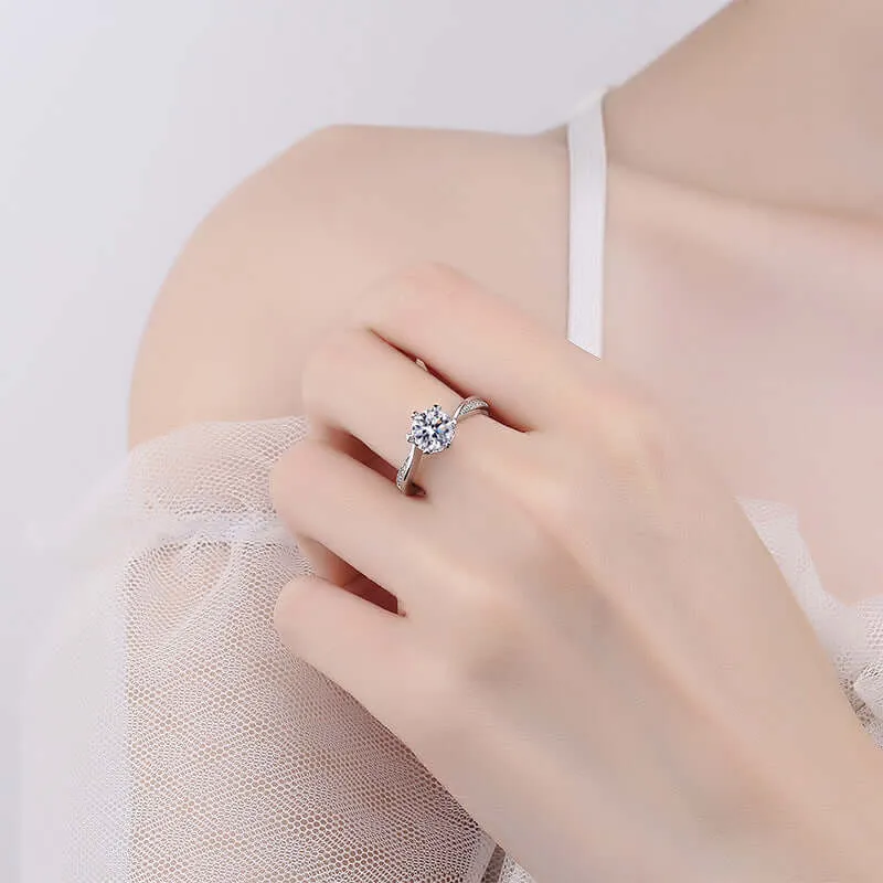 925 Silver Twisted Moissanite Ring