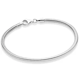 925 Sterling Silver Italian 3mm Snake Chain Bracelet for Women Men Teen Girls, Charm Bracelet