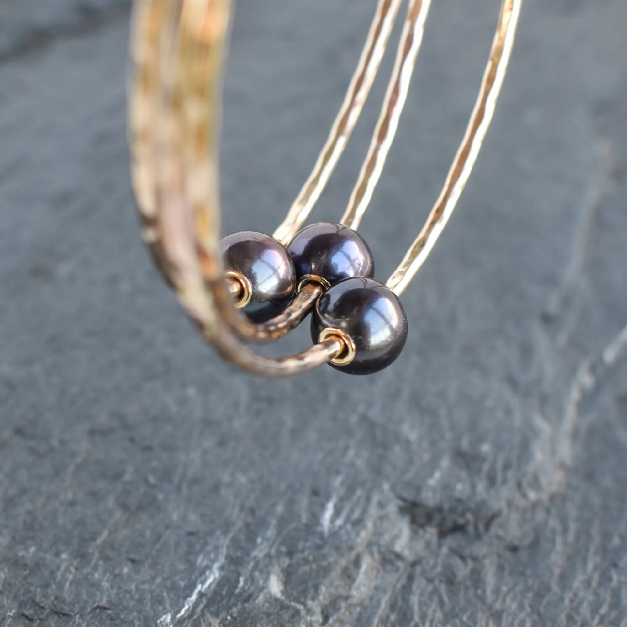 Adult Black Freshwater Pearl Bangle with Grommet
