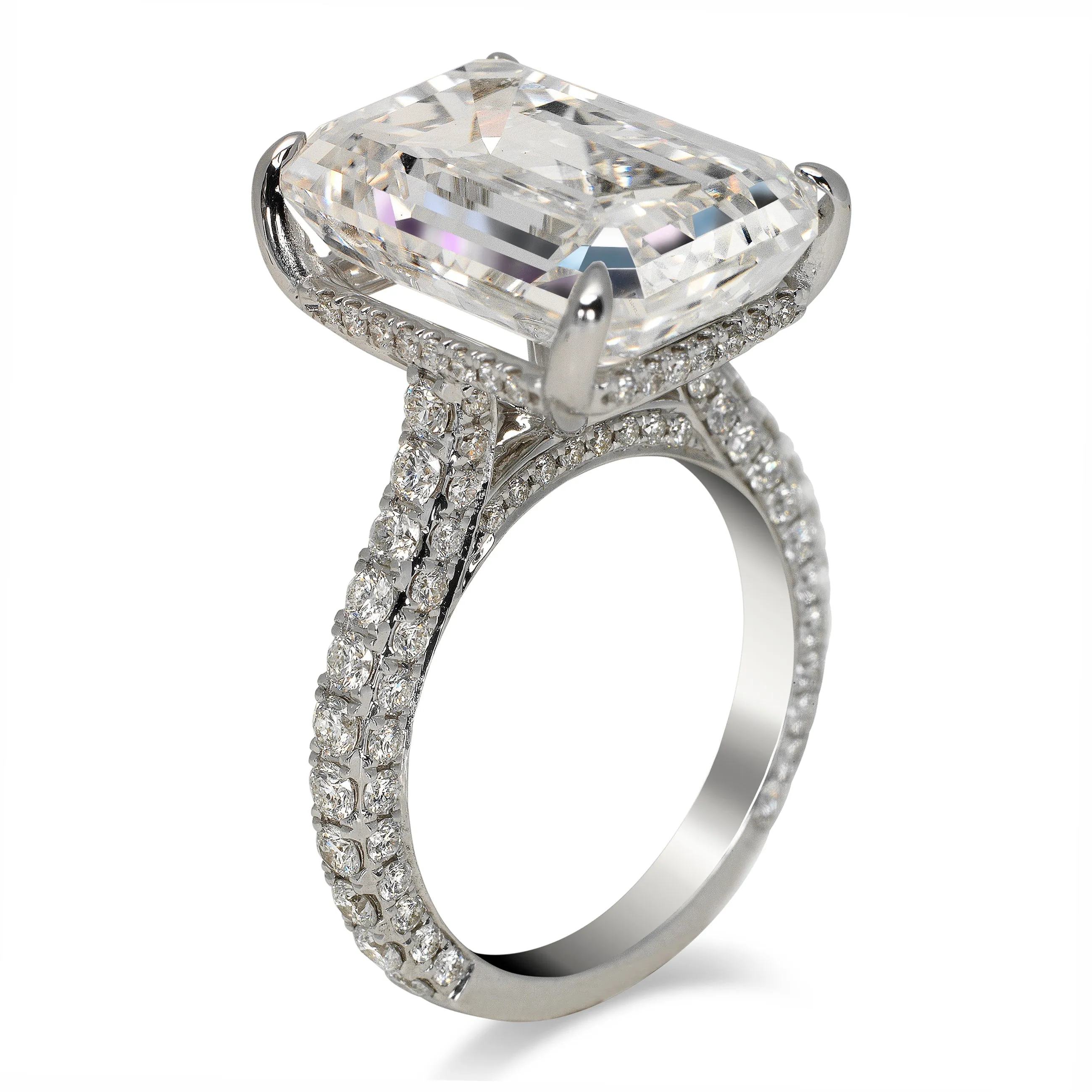 ALICE 13 CARAT EMERALD CUT H COLOR VS1 CLARITY DIAMOND ENGAGEMENT RING 18K WHITE GOLD GIA CERTIFIED 11 CT H VS1 BY MIKE NEKTA