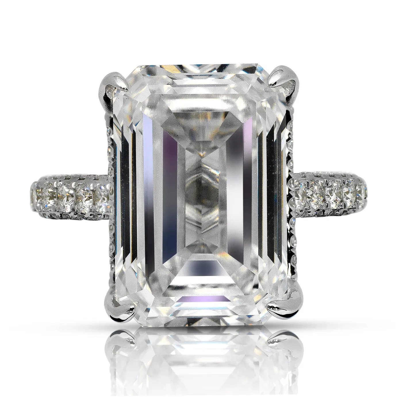 ALICE 13 CARAT EMERALD CUT H COLOR VS1 CLARITY DIAMOND ENGAGEMENT RING 18K WHITE GOLD GIA CERTIFIED 11 CT H VS1 BY MIKE NEKTA