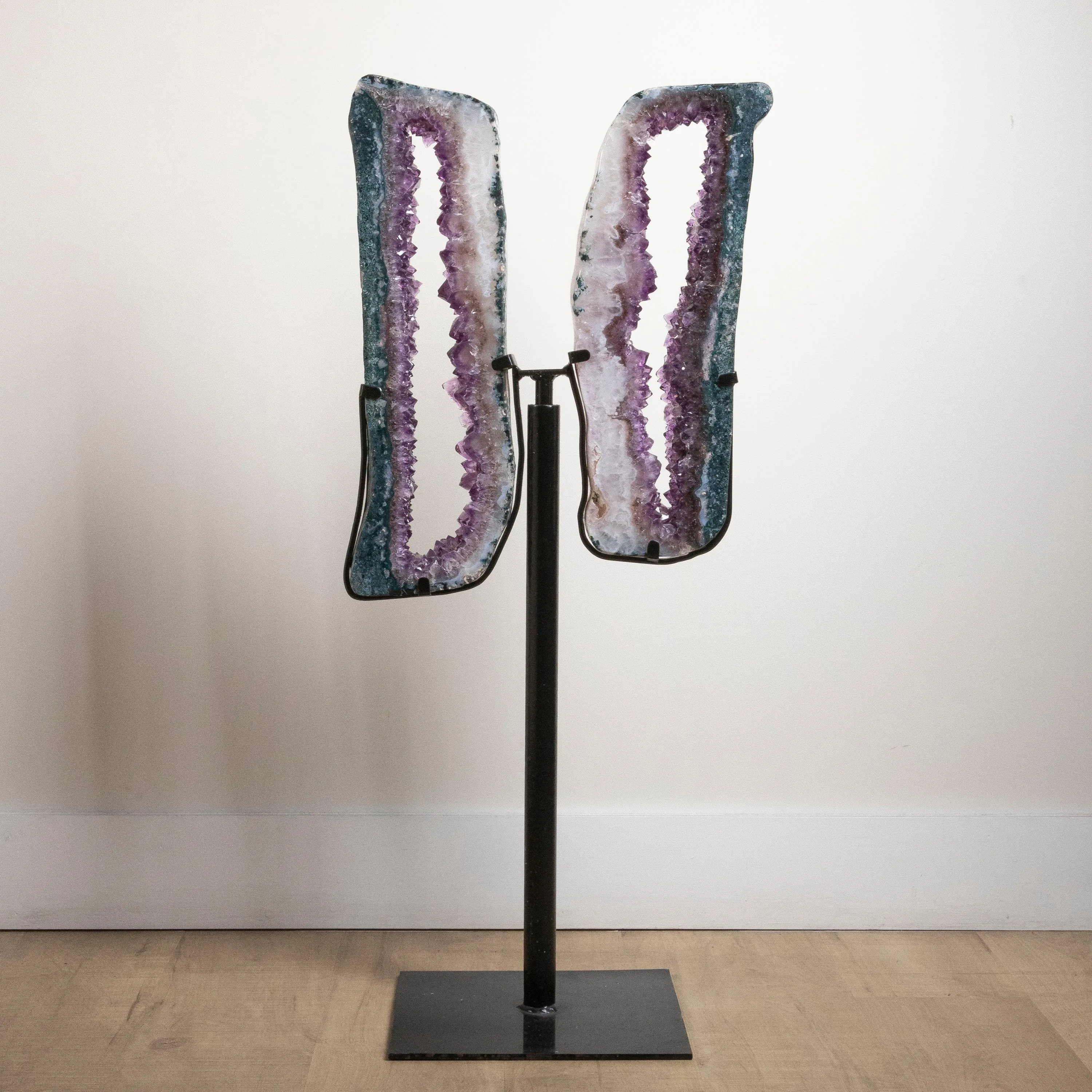 Amethyst Geode Wings from Brazil on Custom Stand- 38 / 39 lbs