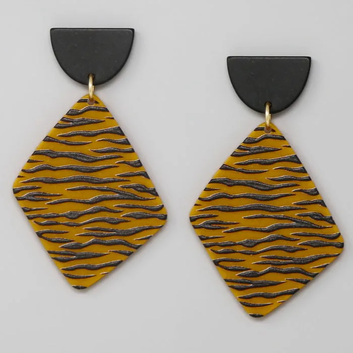 Animal Print Geometric Acetate Drop Earrings